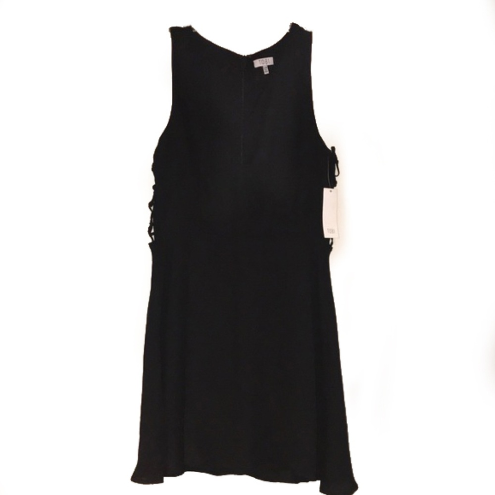 Tobi little black dress deep plunge open side sz L